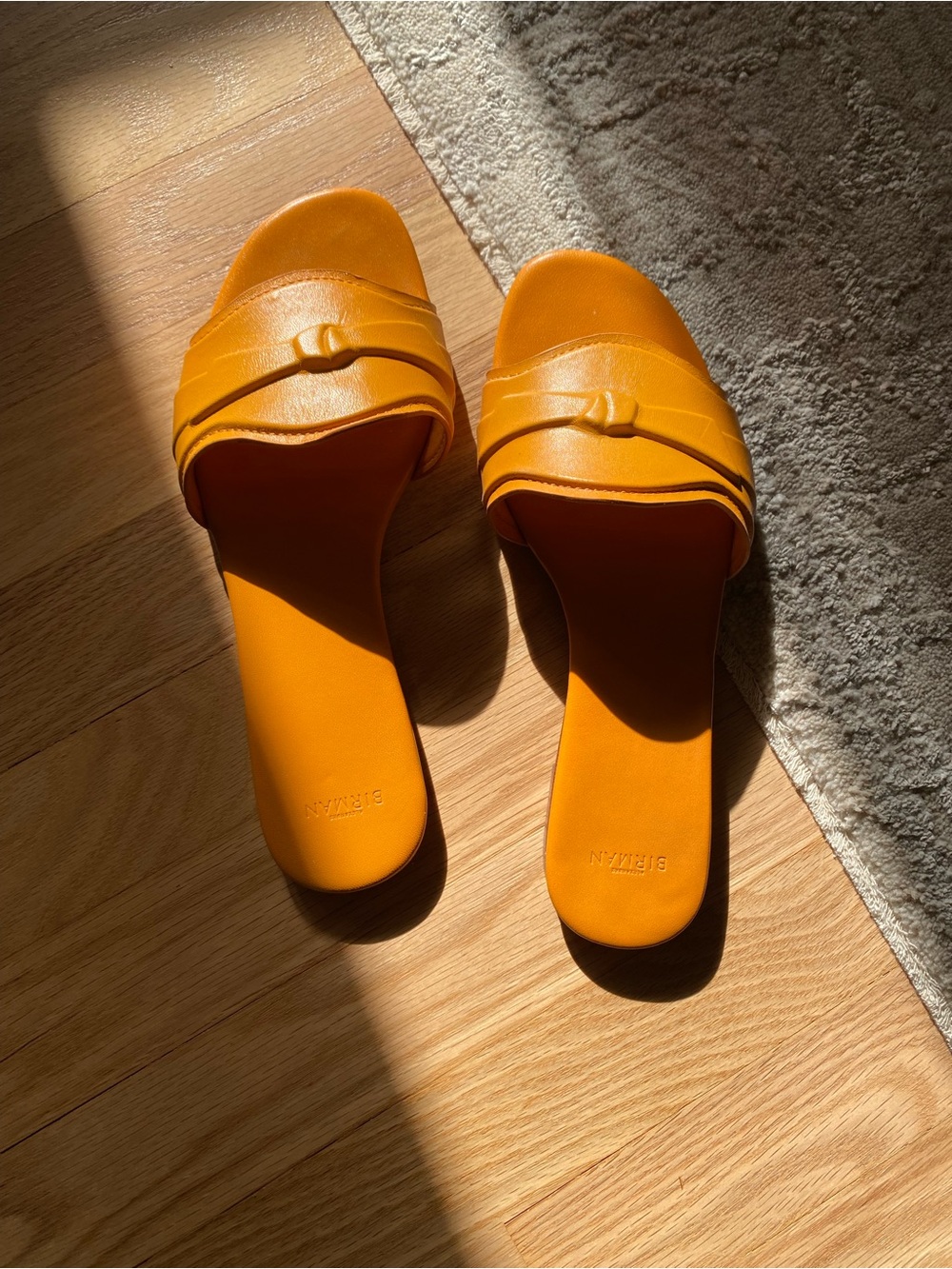 Alexandre Birman Orange Leather Slide Sandals
